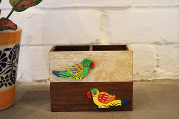 Handcrafted Wooden Parrot Spoon & Fork Holder - NamegStore